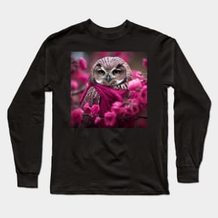 Owl In Pink Long Sleeve T-Shirt